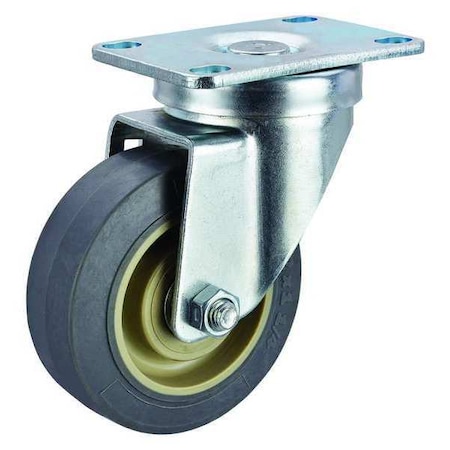 Swivel Plate Caster, Rubber, 3-1/2 in, 250 lb, Gry MPN:P12S-PRP035B-12