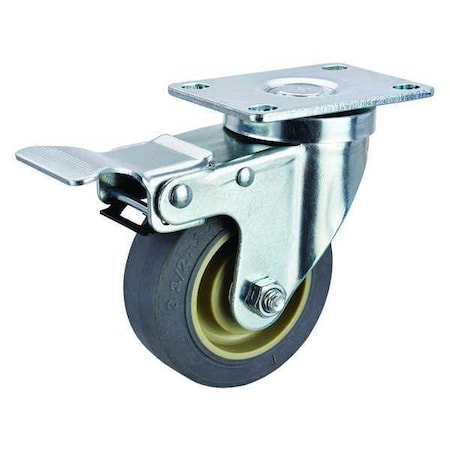 Swivel Plate Caster, Rubber, 3-1/2 in, 250 lb, C MPN:P12S-PRP035B-12-TB-001