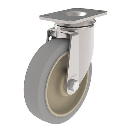 NSF-Listed Plate Caster, 300 lb. Load, Gray Wheel MPN:P12S-PRP040B-12