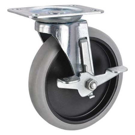 Swivel Plate Caster, Therm Rubber, 5 in, 145 lb MPN:P12S-PRP050G-12-WB-001