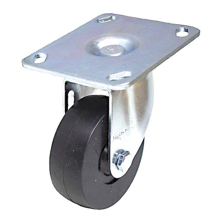 NSF-Listed Plate Caster, 200 lb. Load, Black Wheel MPN:P12S-R040B-P3