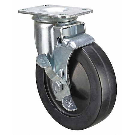 Swivel NSF-Listed Plate Caster w/Brake, 240 lb, NSF-Listed Plate Type B MPN:P12S-R050B-P3-WB