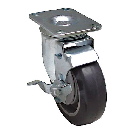 Plate Caster, Swivel, Polyurethane, 5 1/8