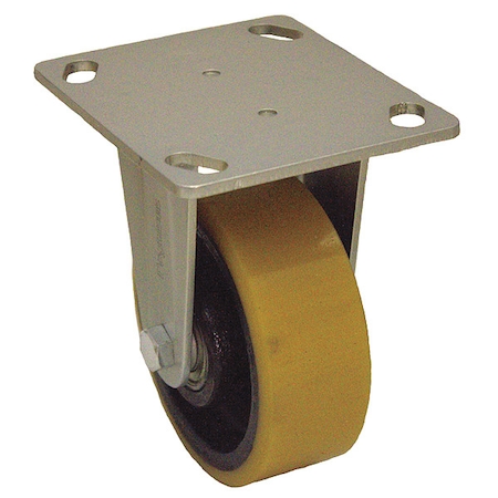 Plate Caster, Rigid, Polyurethane, 5 5/16