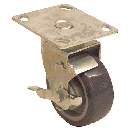 Plate Caster, Swivel, Polyurethane, 6 1/4