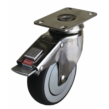 Swivel Plate Caster w/Total-Lock, TPR, 3 in, 190 lb MPN:P14S-RP030K-12-TB