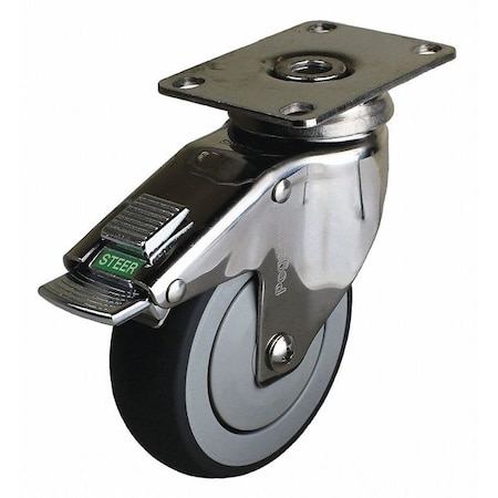Swivel Plate Caster w/2-Position Directional Lock, 4 in. MPN:P14S-RP040K-12-DL