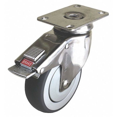 Swivel Plate Caster w/Total-Lock, TPR, 4 in, 190 lb MPN:P14SX-RP040K-12-TB-AM