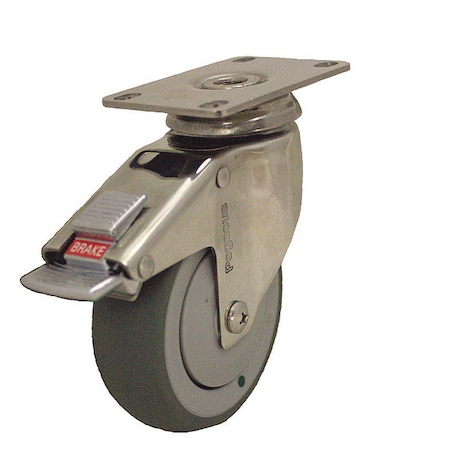 Swivel Plate Caster w/Total-Lock, TPR, 6 in, 240 lb MPN:P14SX-RP060K-12-TB-AM