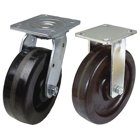 Plate Caster, Rigd, Swivl, Phenolic, 6 1/2 in H MPN:P21-PH050R-14-SET