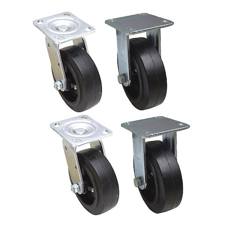 NSF-Listed Plate Caster, 2200 lb. Ld Rating, Roller, PK4 MPN:P21-RY060R-14-SET