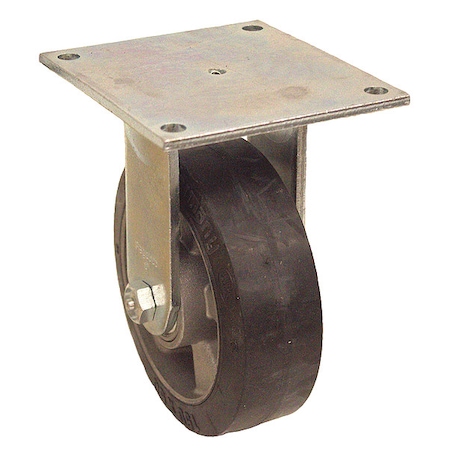 Plate Caster, Rigid, Rubber, 6 7/16