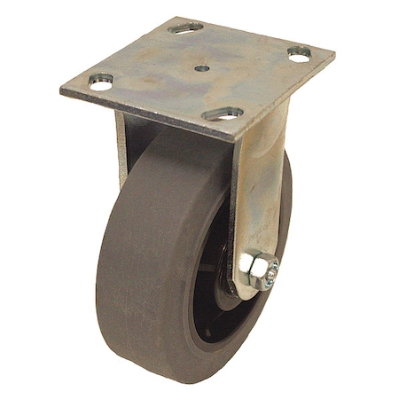 Plate Caster, Rigid, Rubber, 6 1/2