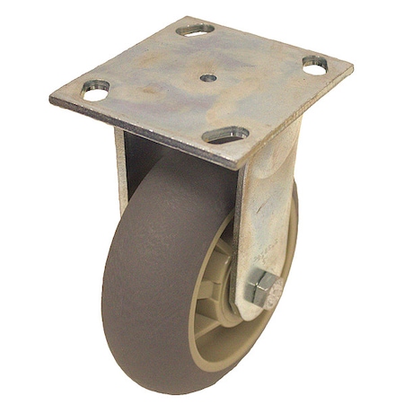 Plate Caster, Rigid, Rubber, 7 1/2