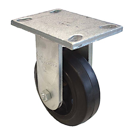 Plate Caster, 410 lb. Load, Black Wheel MPN:P21R-RY060R-16