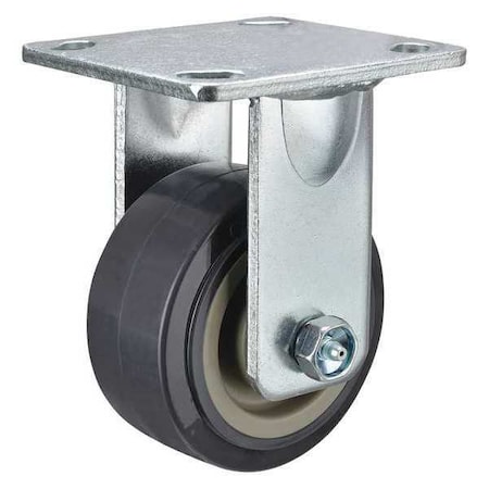 Plate Caster, Rigid, Polyurethane, 5 5/8