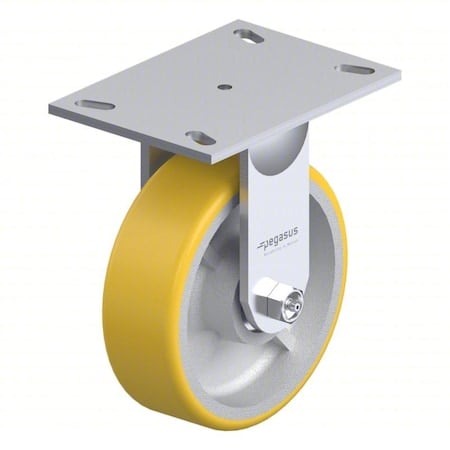 Plate Caster, Rigid, Polyurethane, 5 5/8