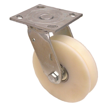 Plate Caster, 1250 lb. Load, White Wheel MPN:P21S-DSPKGSPO 125K-14