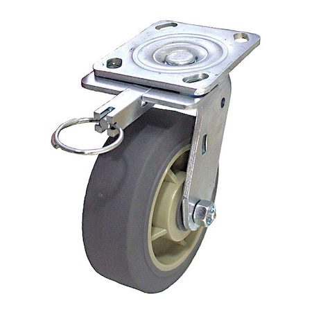 Plate Caster, Swivel, Rubber, 7 1/2