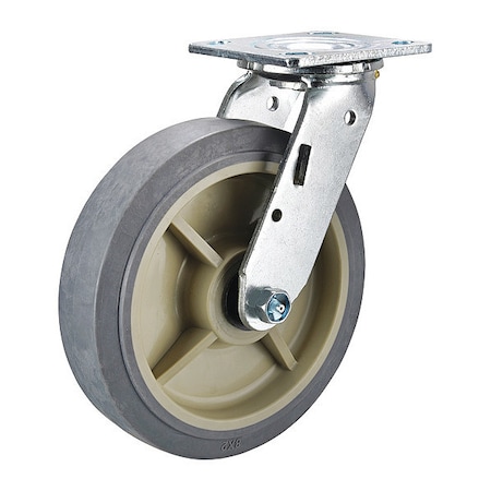Swivel Plate Caster, Rubber, 8 in., 675 lb. MPN:P21S-PRP080R-14-EL