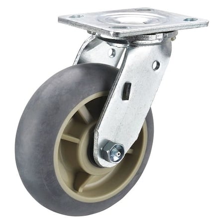 Swivel Plate Caster, Rubber, 6 in, 600 lb, Prcsn Bll MPN:P21S-RCP060KP-14-H7