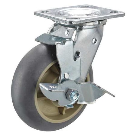 Swivel Plt Cstr w/Brk, 600 lb., 65 Shore A MPN:P21S-RCP060R-14-H7-WB