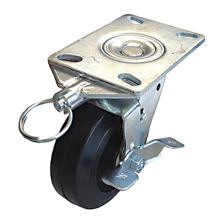 Plate Caster, 410 lb. Load, Black Wheel MPN:P21S-RY060R-16-WB-DL