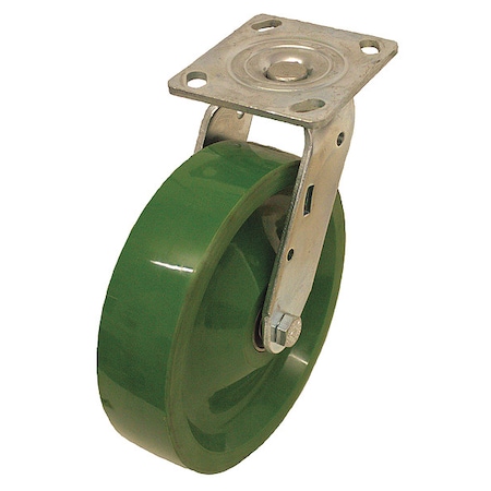 Plate Caster, Swivel, Polyurethane, 9 1/2