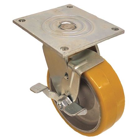 Plate Caster, Swivel, Polyurethane, 9 1/2