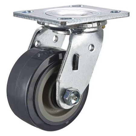 Plate Caster, Swivel, Polyurethane, 5 5/8