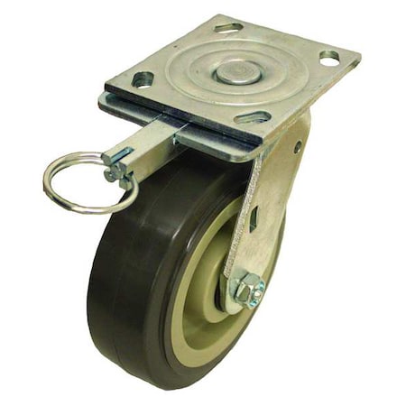 Plate Caster, Swivel, Polyurethane, 6 1/2