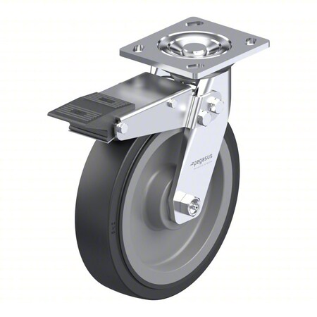 Plate Caster, Swivel, Polyurethane, 9 1/2