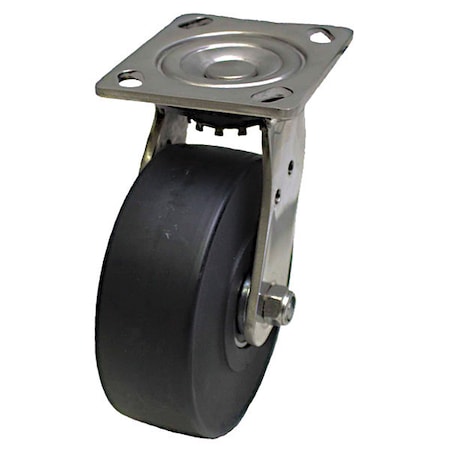 Plate Caster, 880 lb. Load, Black Wheel MPN:P21SX-NMB040K-14