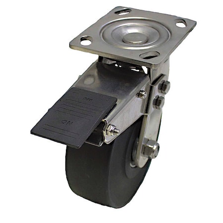 Plate Caster, 880 lb. Load, Black Wheel MPN:P21SX-NMB040K-14-TB