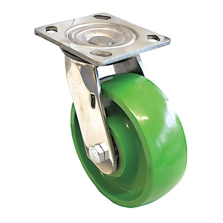 Plate Caster, Swivel, Polyurethane, 7 1/2