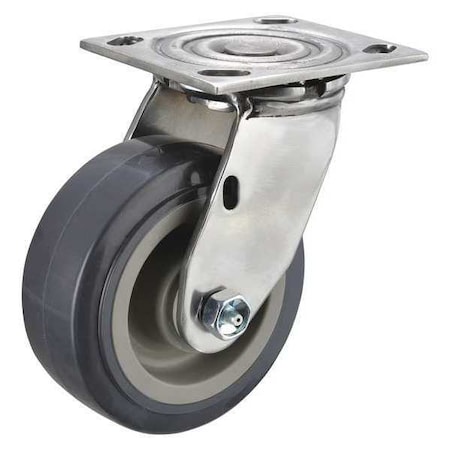 Plate Caster, Swivel, Polyurethane, 6 1/2