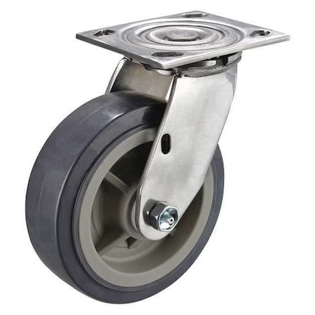 Swivel Plate Caster, 6 in Dia, 900 lb, Gray MPN:P21SX-UP060D-14