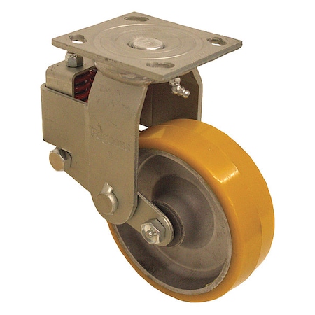 Plate Caster, Rigid, Polyurethane, 8 1/2
