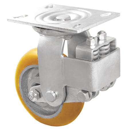 Plate Caster, 500 lb. Ld Rating, Yl Wheel MPN:P22S-UA080R-14