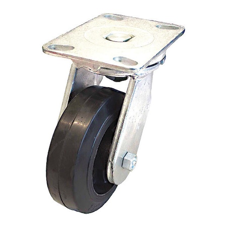 Plate Caster, 600 lb. Load, Black Wheel MPN:P23S-RY080R-16
