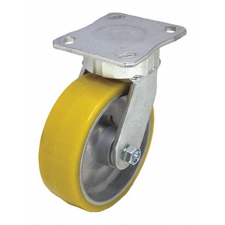 Plate Caster, Swivel, Polyurethane, 7 1/2