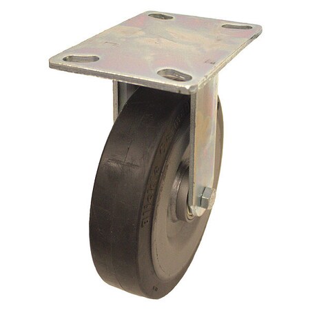 Plate Caster, Rigid, Rubber, 9 7/16