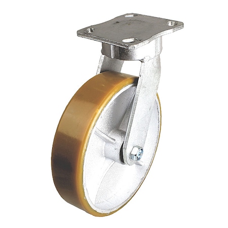 Plate Caster, Rigid, Polyurethane, 7 1/2