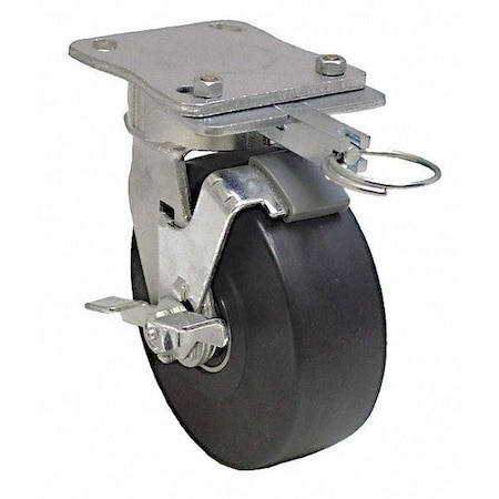 Plate Caster, 1760 lb. Load, Black Wheel MPN:P25S-NMB060K-14-WB-DL