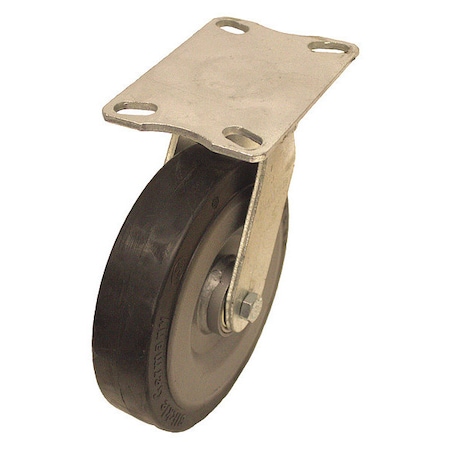 Plate Caster, Swivel, Rubber, 9 7/16