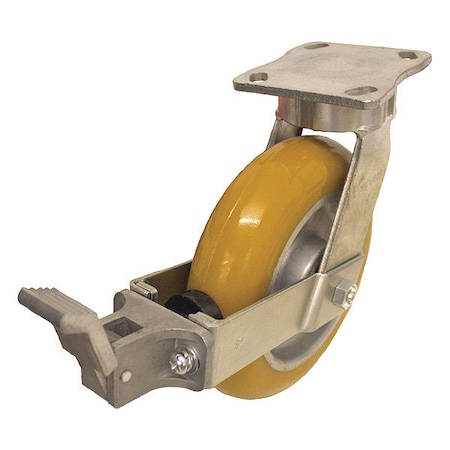 Plate Caster, Swivel, Polyurethane, 9 1/2