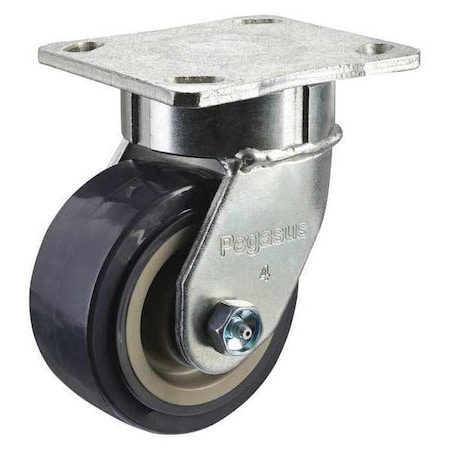 Plate Caster, Swivel, Polyurethane, 5 5/8
