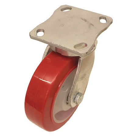Plate Caster, Swivel, Polyurethane, 9 1/2