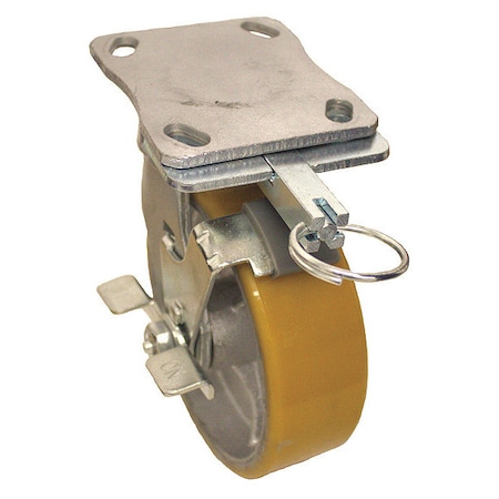 Plate Caster, Swivel, Polyurethane, 7 1/2