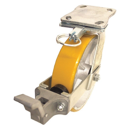 Plate Caster, Swivel, Polyurethane, 7 1/2